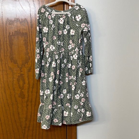 CARTERS UGC Girls Size 6/6x Green pink floral midi dress elastic waist sleeve - Picture 3 of 12